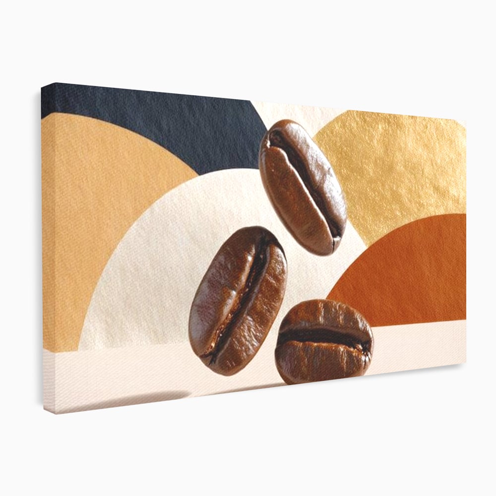 Tablou canvas cu tablou canvas cu boabe de cafea, fara rama, pe sasiu de lemn